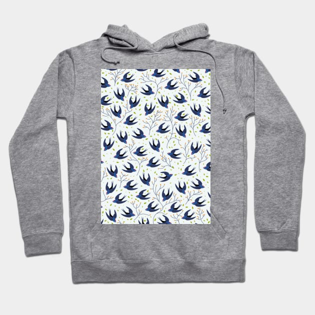 Swallow birds pattern. Hoodie by nickemporium1